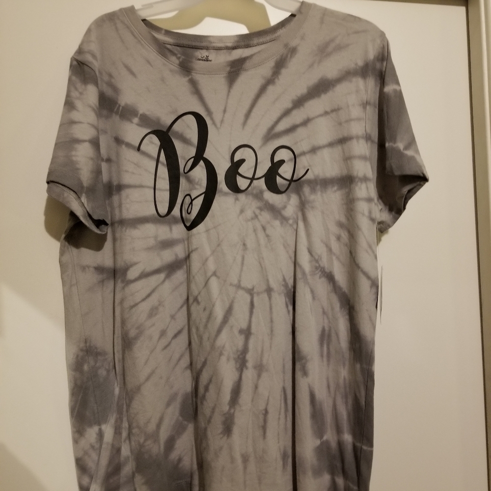 Grey tye dye Boo Halloween shirt